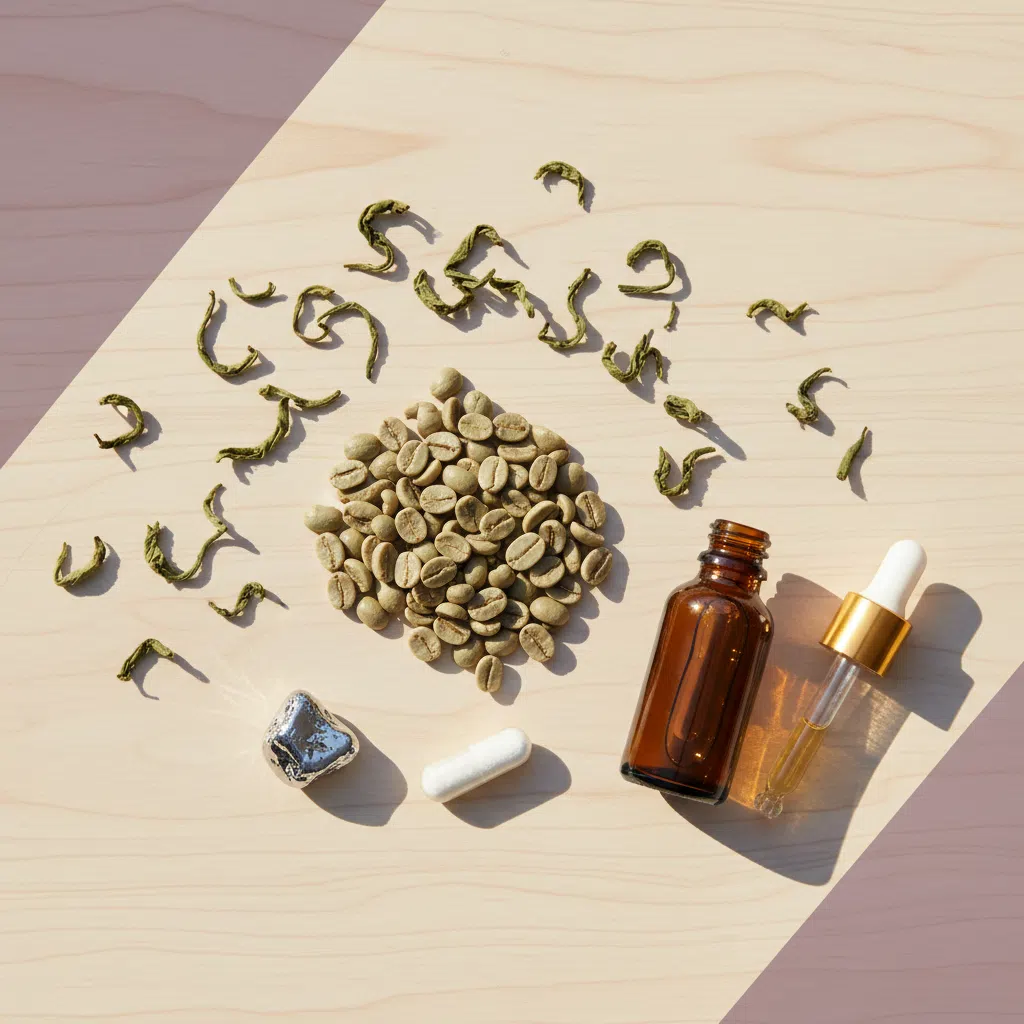 Green coffee beans, L-carnitine, chromium mineral and botanical extracts used in metabolism support supplements
